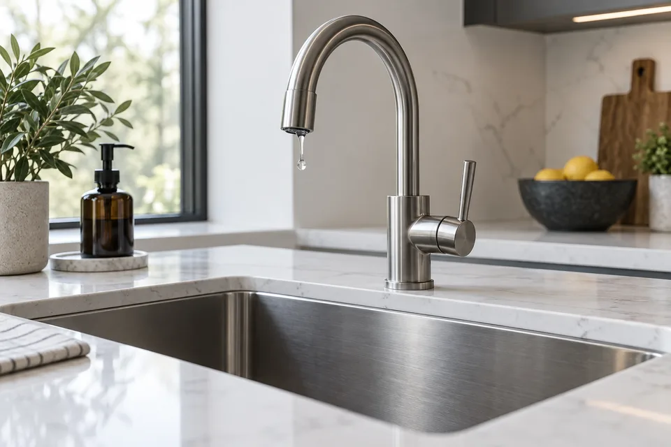 A dripping kitchen tap reported for repair